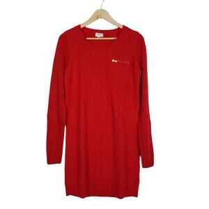 Wallace Womens Sweater Dress Large Red Cashmere Rabbit Hair Long Sleeve Designer